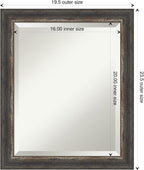 Amanti Art Brown Bathroom Mirror for Over Sink, 23x19 Bark Rustic Char Narrow Rectangle Vanity Mirror, Small Country Rustic Frame, Hangs Horizonally and Vertically, Bathroom Wall Decor, Beveled Edge