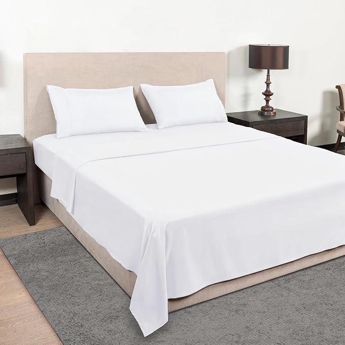 Mejoroom California King Size Sheet Set - Soft Microfiber Bed Sheets,Deep Pocket Fitted Sheet, Breathable, Wrinkle & Fade Resistant - 4 Piece (California King,White)