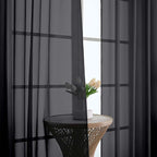 Chyhomenyc Black Sheer Curtains 90 Inches Long 2 Panels, Light Filtering Black Curtains for Living Room, Soft Gentle Voile Rod Pocket Bedroom Window Drapes, 59Wx90L Inch, 2PCS