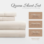 Linen Market Double-Brushed Microfiber Queen Sheet Set 4 Piece – Oeko-TEX Certified Ultra Soft & Wrinkle-Free - 16" Deep Pocket Sheets - Easy Care Queen Size - Ivory