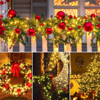 KOUQIYA Battery Operated Christmas Lights, 8 Set of 17ft 50 LED Mini String Light with Auto-Timer 8 Modes Waterproof Tree Lights (Warm White, 50 LEDs x 8 Pack)