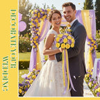 Geosar 16 Bundles Artificial Peonies Flowers Fake Silk Peony Bouquet Faux Peonies Flowers Bulk for Decoration Vase Floral Arrangements Wedding Party Table (Purple,Yellow)
