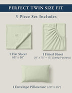 LANE LINEN 100% Organic Cotton Twin Sheets, Soft & Comfy Percale Weave Mercerized Fully Elasticized Reinforsed Seam Naturally Temperature Regulating Cotton Sheets Twin- Mineral
