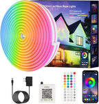 Neon Rope Lights, JIAMEI 65.6FT RGB LED Strip Lights, App Control, IR Remote, Music Syncing, Outdoor IP67 Waterproof, Flexible Strip Cuttable for Bedroom, Gaming, Party(2 Rolls of 32.8FT)