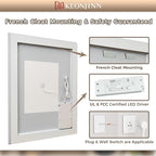 Keonjinn LED Bathroom Mirror 24" x 36" with Front and Backlight, Stepless 3 Colors Temperature & Dimmable Backlit Mirror, Double LED Strips, Anti-Fog Tempered Glass Vanity Mirror, UL Listed LED Driver