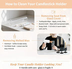 NUPTIO Black Candlestick Holders for Centerpiece: Set of 3 Hurricane Taper Holder with Windproof Glass Cover Long Stem Cylinder Metal Candle Sticks Stands for Halloween Christmas Table Decoration