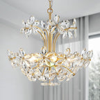 WUZUPS Crystal Chandelier Pendant Flushmount Ceiling Light Modern Lighting Fixture for Bedroom Hallway Bar Kitchen Bathroom, H 15.7" x W 17.7", Gold, E12 Base
