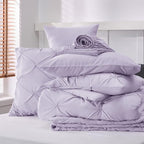 Bedsure Twin Comforter Set Light Purple - Bed in a Bag Twin Size Bedding 5 Pieces, GentleSoft™ Pintuck Bed Set Gift for Family, Pinch Pleat Light Purple Comforter with Sheets, Pillowcase & Sham