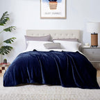 Walensee Sherpa Fleece Blanket (King Size 108”x90” Navy) Plush Throw Fuzzy Super Soft Reversible Microfiber Flannel Blankets for Couch, Bed, Sofa Ultra Luxurious Warm and Cozy for All Seasons