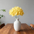100PCS Artificial Hydrangea Flowers, Fake Flowers Silk Hydrangea Full Flowers Heads with Stems for Wedding Home Party Shop Baby Shower Decor (Yellow Champagne)