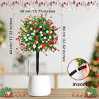 2 Pack Artificial Christmas Tree,Xmas Fake Topiary Ball Boxwood Trees with Ground Spikes,Faux Blooming Plants Shrubs Bushes for Outdoors Urn Filler Planters Garden Porch Christmas Decor