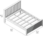 Max & Lily Full Size Bed Frame with Slatted Headboard, Solid Wood Platform Bed for Kids, No Box Spring Needed, Easy Assembly, White