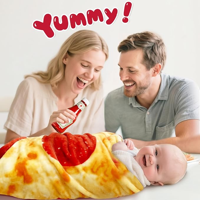 Jorbest Pizza Baby Blanket, 285 GSM Soft Flannel Pizza Swaddle Blanket Funny Gifts for Baby Shower Boys and Girls, Pepperoni Blanket for Toddler Newborn (Red, 36 inches)