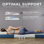 Cozzzi Trifold Mattress for Floor and Traveling with Removable Cover - Lightweight and Portable Mattress for Adults & Kids - Compact and Easy to Storage (75in x 31in x 4in, Navy)