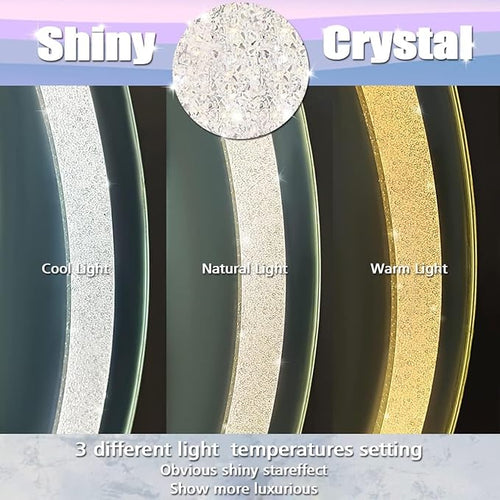 32 x20 Inch Crystal Oval LED Vanity Mirror with Lights Diamond Oval Lighted Mirror for Bathroom Wall Horizontal/Vertical Mounted Antifog Memory 3 Color Dimmable Crystal Ovals Light up Mirrors