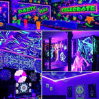 20ft Black Light Strip with Remote, 360 LED Lamp Beads, 12V Flexible Lights for Glow Party, Adjust Brightness, Delay Off, 3 Light Modes, Indoor Fluorescent Party, Stage Lighting