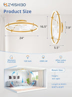 ZMISHIBO 24 Inch Ceiling Fans with Lights and Remote, Modern Low Profile Ceiling Fan, 3000-6000K Dimmable Flush Mount LED Fan Light, 6 Wind Speeds, Fandelier Ceiling Fans for Bedroom- Gold