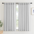 RYB HOME Linen Sheer Curtains - Half Privacy Textured Semi Sheer Curtains Light Airy Drapes for Kids Nursery Dining, Dove Grey, W 52 x L 63 inch, 2 Panels