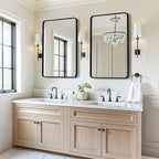 USHOWER 2-Pack Black Bathroom Mirrors for Over Sink 24 x 36 Inch, Metal Frame Rectangle Wall Mirror, Modern Farmhouse Vanity Mirror, Wall Mounted