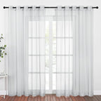 NICETOWN Bedroom Sheer Curtains Light Gray with Casual Style, Grommet Top Lightweight Voile Textured Window Curtains Light and Airy Drapes for Porch/Living Room, 70" W x 84" L, Set of 2