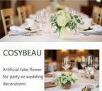 Artificial Flowers Fake Roses, Faux Plant with Stems for DIY Wedding Bouquets Bridal Shower Centerpieces Arrangements Party Tables Decorations (24, Mix Shades of Light Green)