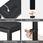 ELYKEN 2 Pack 5.9" Narrow Console Sofa Table with Power Outlets, 5.9" Dx39.4 Wx31.1 H Long Black Behind Couch Table with Metal Frame and Charge Station with 6.5’ Extension Cord
