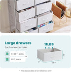 OLIXIS Dresser for Bedroom, 8 Storage Drawers, Tall Large Fabric Storage Tower Organizer, Chest of Drawers with Metal Frame Wooden Top for Nursery, Closet, Living Room, Entryway, Classic White