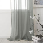 HUTO Sage Grey Sheer Window Curtains 108 Inches Long for Bedroom Girls Rod Pocket Window Sheer Panels Drapes 2 Panels Curtains for Living Room Canopy Bed Nursery