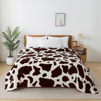 Richave Fleece Cow Print Blanket for All Season - Premium Lightweight Anti-Static Brown and Ivory Twin/Twin XL Size Extra Long Blankets, Bedroom Decor 66" x 90"(Brown Cow)