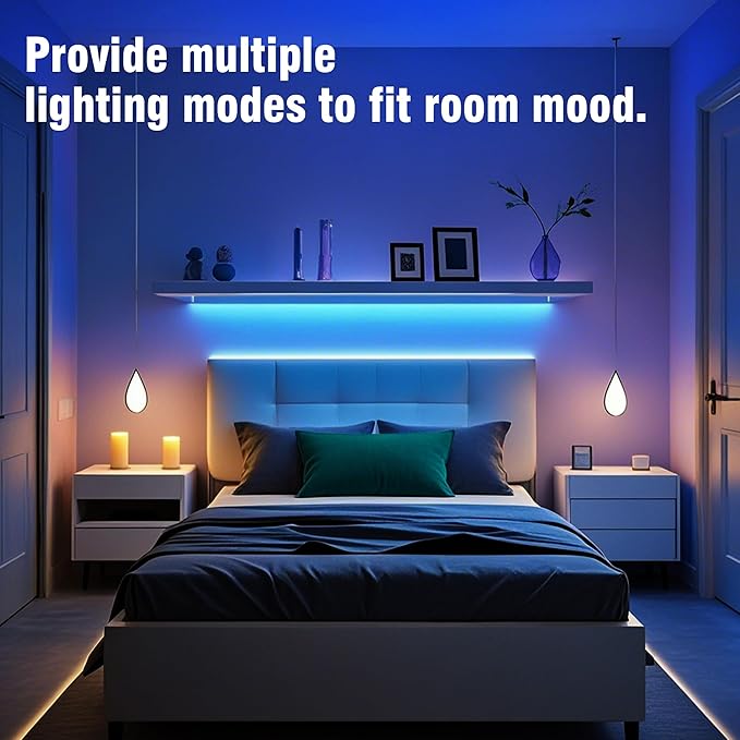 VOLIVO LED Strip Lights for Bedroom 200ft, Smart Bluetooth RGB Light Strips with App Control & Music Sync, Color Changing LED Lights for Room, Home, Party Decor