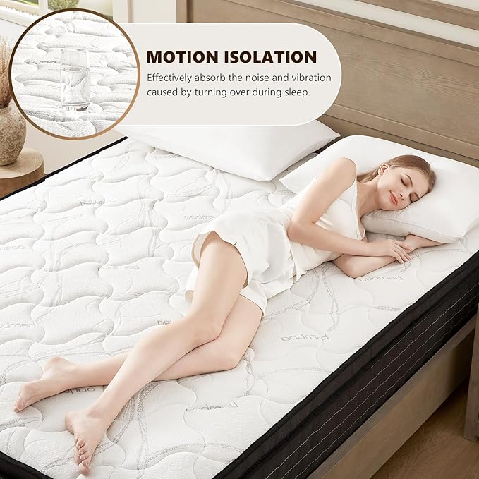King Size Mattress - 12 Inch Hybrid King Mattresses in a Box with Bamboo Cover - King Size Memory Foam Mattress with Pocket Springs - Medium Firm Mattress for Pressure Relief - CertiPUR-US Certified