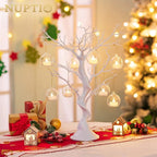 NUPTIO Hanging Glass Globe with Candles: Set of 12 Tealight Candle Holders with LED Tea Lights - 2.36 inch Bulk Clear Votive Candleholders for Party Wedding Birthday Shower Celebration Tree Decoration