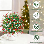 2 Pack Artificial Christmas Tree,Xmas Fake Topiary Ball Boxwood Trees with Ground Spikes,Faux Blooming Plants Shrubs Bushes for Outdoors Urn Filler Planters Garden Porch Christmas Decor