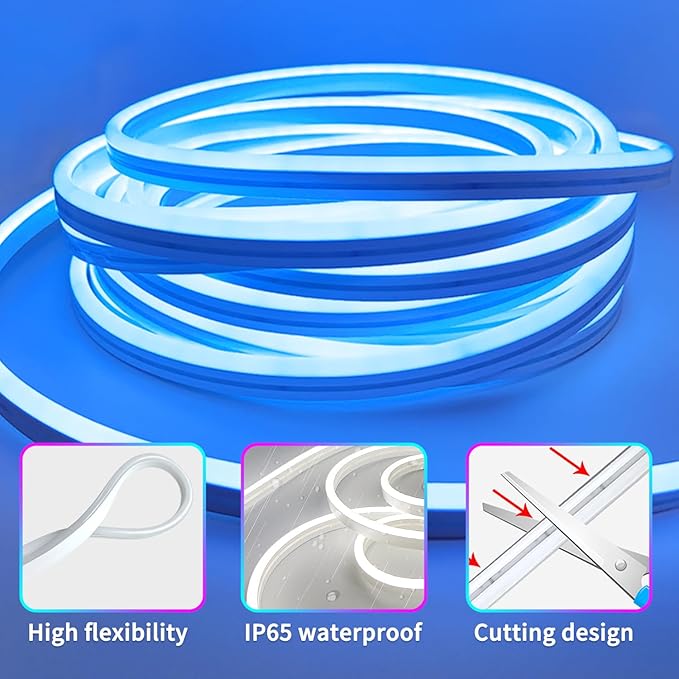 100ft LED Neon Lights 24V RGB LED Rope Lights with Remote Control APP Control IP65 Waterproof Flexible Neon LED Strip Lights for Bedroom Room Outdoors Decor (2 Rolls of 50ft)