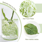Waipfaru 21" Real Touch Green Hydrangea Artificial Flowers with Long Stem & Leaves, Full Latex Faux Hydrangea Flowers for Home Decor Party Floral Arrangements Wedding Bouquets Centerpieces, 5Pcs