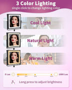 Rechargeable Wall Mounted Makeup Mirror with Lights, 4000mAh Double Sided 1X/10X Magnifying Vanity Mirror with 3 Color Lights, Touch Dimmable, 360° Extension Foldable Arm (Matte Black)