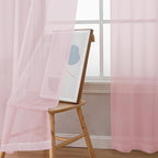 OWENIE Extra Long Sheer Curtains 96 Inches Long, Rod Pocket Airy Solid Blush Sheer Panels, Elegant Voile Sheer Curtains & Drapes for Living Room Bedroom 2 Panels Set, Each 42Wx96L inch