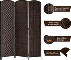 Rose Home Fashion Room Divider, 6 ft Tall Room Dividers and Folding Privacy Screens, 16in Privacy Screen 6 Panel Dark Coffee Space Temporary Wall Foldable Partition Separation