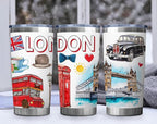 City Travel Mug for City Lover,20oz Double Wall Tumbler Vacuum Insulated Stainless Steel Coffee Cups (London)