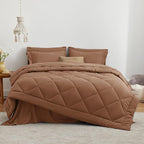 Love's cabin Full Comforter Set Mocha Mousse, 7 Pieces Full Bed in a Bag, All Season Bedding Sets with 1 Comforter, 1 Flat Sheet, 1 Fitted Sheet, 2 Pillowcase and 2 Pillow Sham
