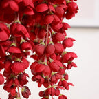 mizii 6Pcs Burgundy Wisteria Hanging Flowers 48" Silk Wisteria Artificial Flowers Garland Vines Fake Hanging Flowers Decoration for Wedding Flower Wall Backdrop Centerpieces Room Decor (Burgundy)