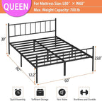 Queen Bed Frame-Classic Metal Platform Bed Frame,Mattress Foundation with Steel Slat Support,Under Foundation Storage,No Box Spring Needed, Easy Assembly, Queen Size