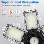 LED Garage Lights 2 Pack - 180W, 18000LM 6500K Led Shop Light with 6+1 Deformable Panels, Basement, Barn, Warehouse, Shop Ceiling Lights, E26/E27 for Multiple Uses