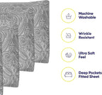 Cal King Size Bed Sheets - 6 Piece 1500 Supreme Collection Fine Brushed Microfiber Deep Pocket California King Sheet Set Bedding - 2 Extra Pillow Cases, Great Value, California King, Paisley Gray