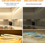 COB LED Strip Lights 100ft,3000K DC 24V Dimmable Warm White Flexible LED Rope Lights for Bedroom,with Remote and app Control LED Lights Strip for Living Room, Shelf, Cabinet