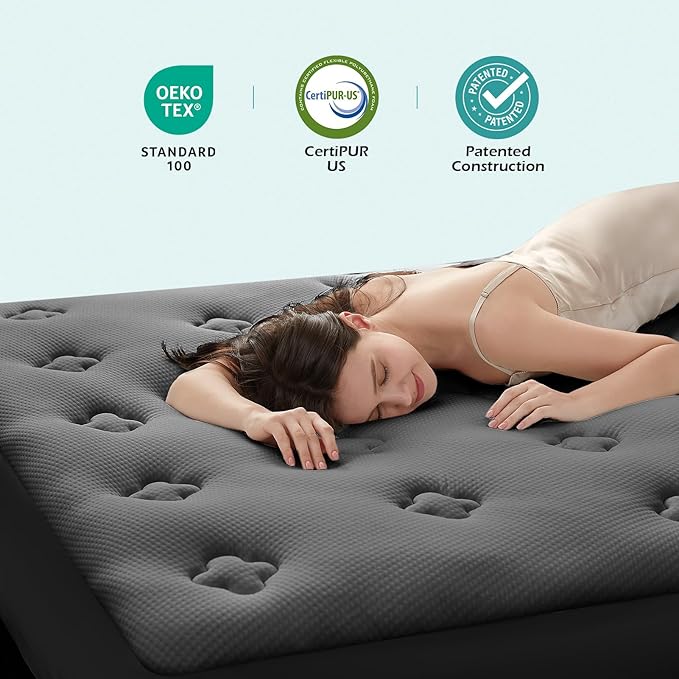 Hansleep Twin Mattress Topper Viscose Derived from Bamboo, Memory Foam Pillow Top Mattress Topper Twin with Deep Pocket, Breathable Mattress Pad for Back Pain Relief, 39" x 75", Charcoal Grey