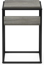 Furinno Simplistic End Side Night Stand/Bedside Table with Stainless Steel Tubes, Stackable Metal Frame, French Oak Grey