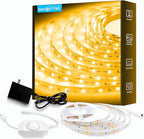 DAYBETTER Warm White LED Strip Light,16.4 ft Dimmable Bright Rope Light,3000K 12V LED Light Strip,Super Bright LED Tape Lights for Bedroom,Kitchen,Mirror,Home Decoration