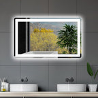 LED Bathroom Mirror 40"x 24" with Front and Backlight, Anti-Fog Dimmable, Lighted Bathroom Mirror with Lights, Shatter-Proof, Tempered Glass, Decor Vanity Mirror for Wall(Horizontal/Vertical)
