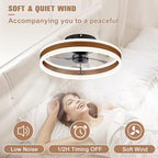 VOLISUN Fandelier Ceiling Fans with Lights and Remote, 15.7in Farmhouse Ceiling Fan Flush Mount, 3000K-6500K Dimmable Bladeless Ceiling Fan with Light, Modern Ceiling Fans with Lights for Bedroom